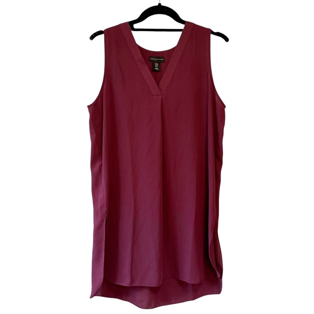 Adrienne Vittadini V Neck Sleeveless Tunic Top Burgundy Size Medium